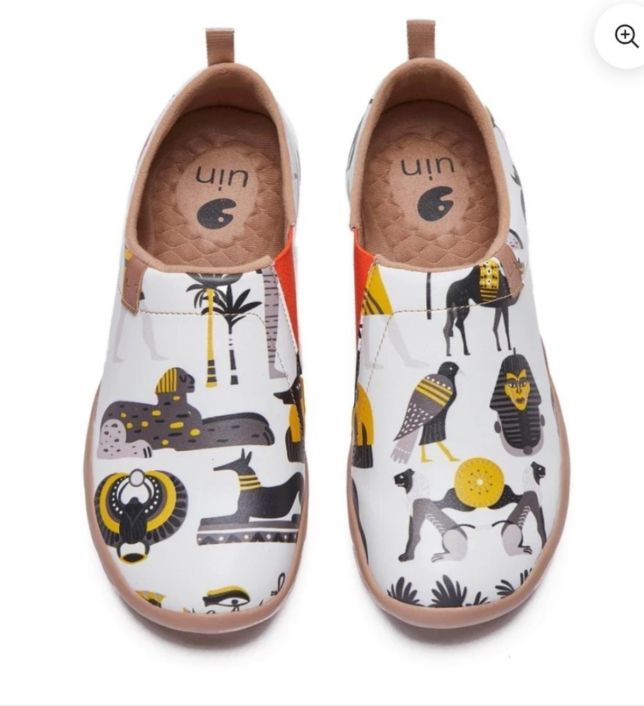 UIN Womes Slip-On Sneakers - White Impression Of Egypt